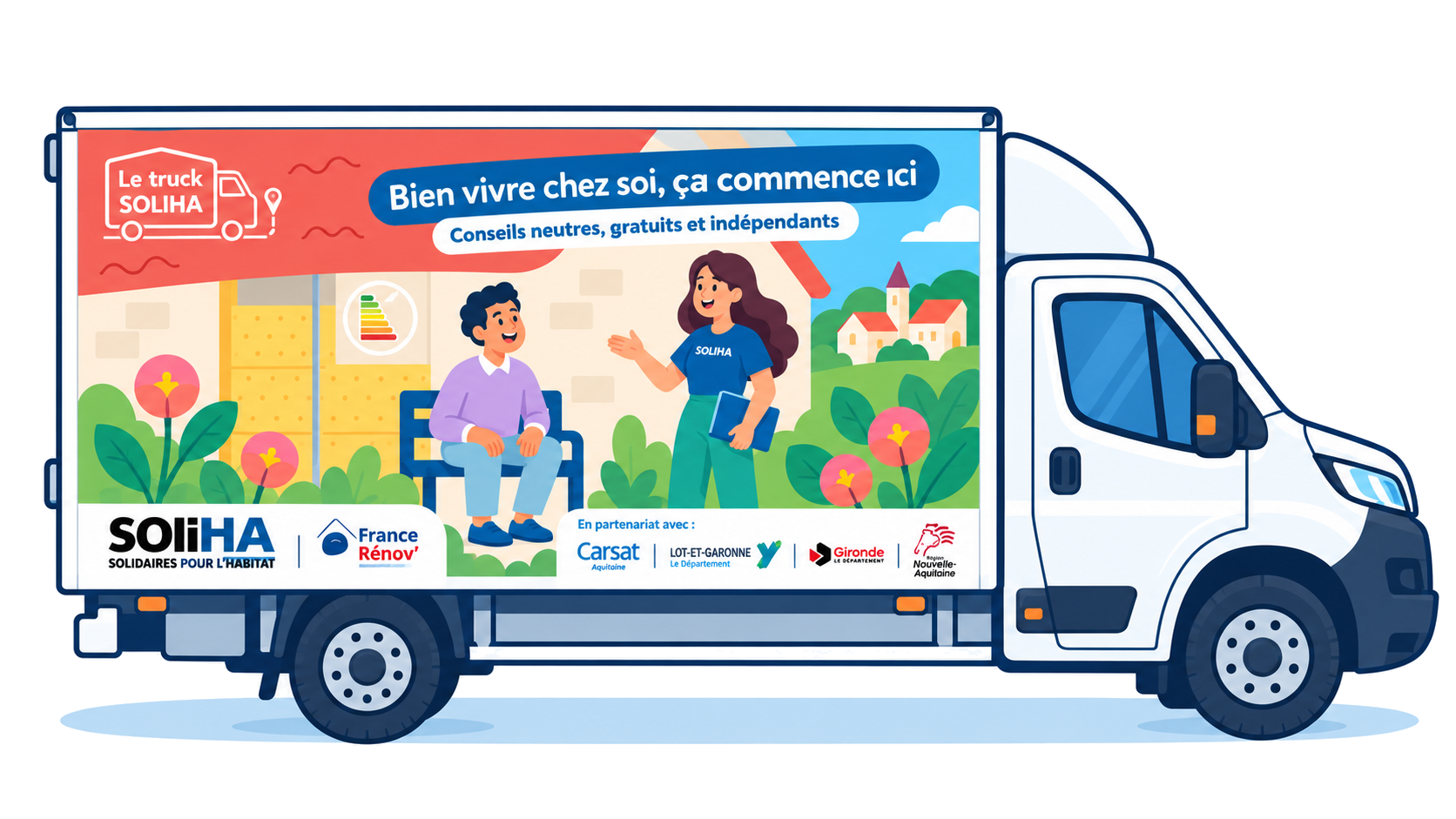 Le Truck SOLIHA aménagé pour informer et accompagner les habitants.