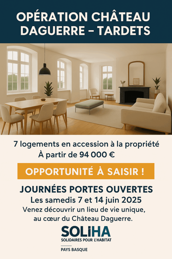 Vous souhaitez devenir propriétaire dans le cadre atypique du château Daguerre ?Venez visiter le château Daguerre et rencontrer nos équipes les 7 et 14 juin !