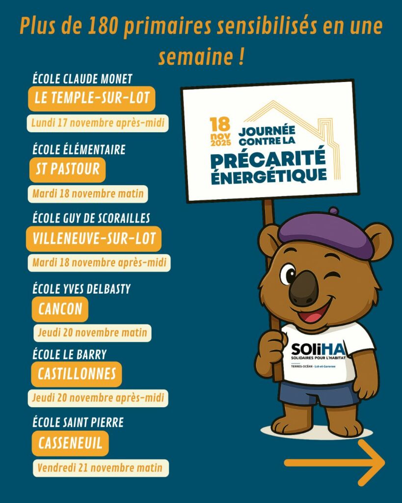 Six écoles en quelques jours : le défi de Walter à l'occasion de la Journée contre la Précarité Energétique.