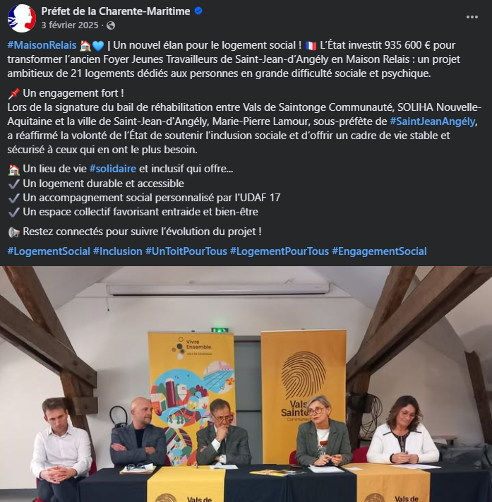 La préfecture de Charente-Maritime, soutien du projet