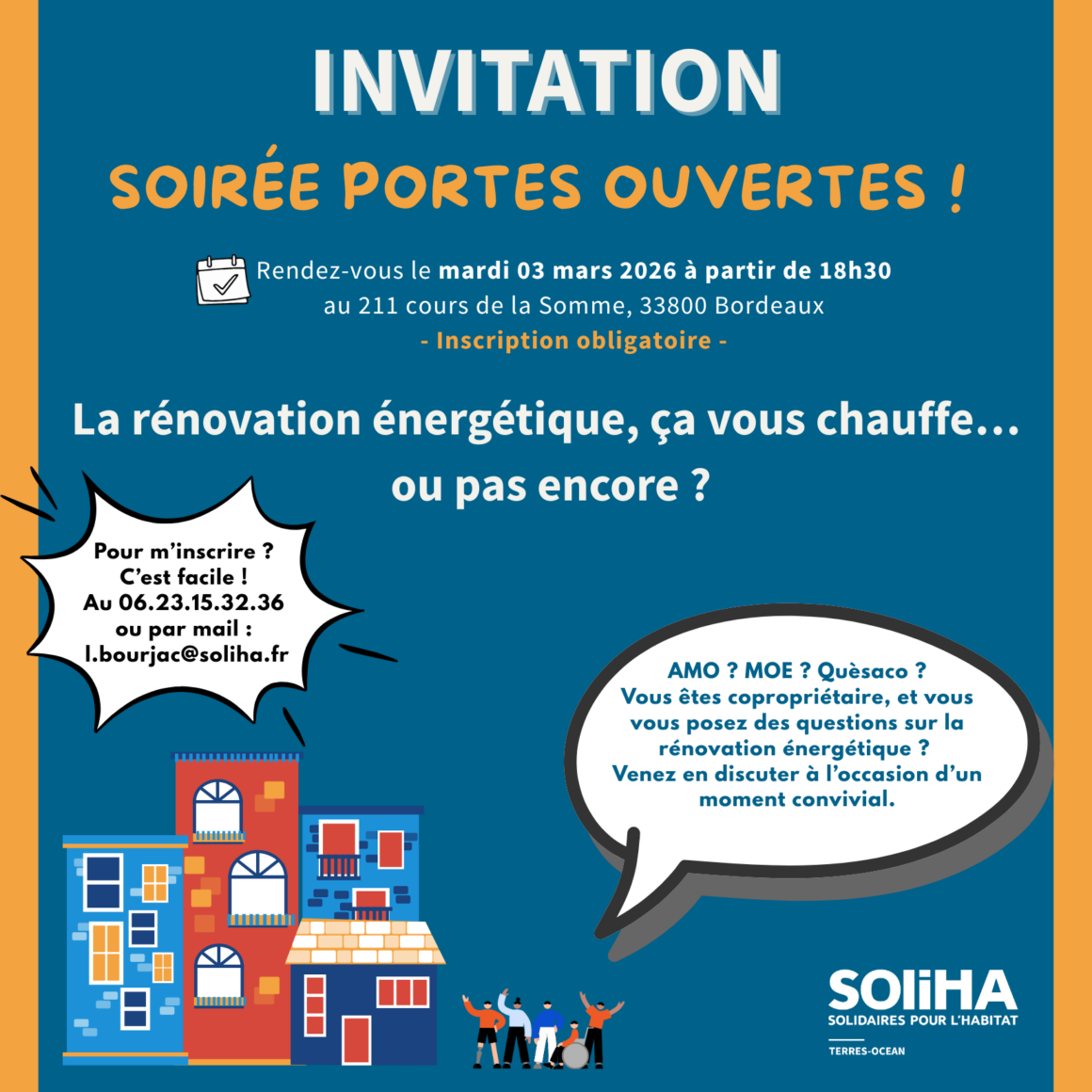 SOLIHA Terres-Océan organise une soirée d'information à destination des copropriétaires pour les informer sur la rénovation énergétique.